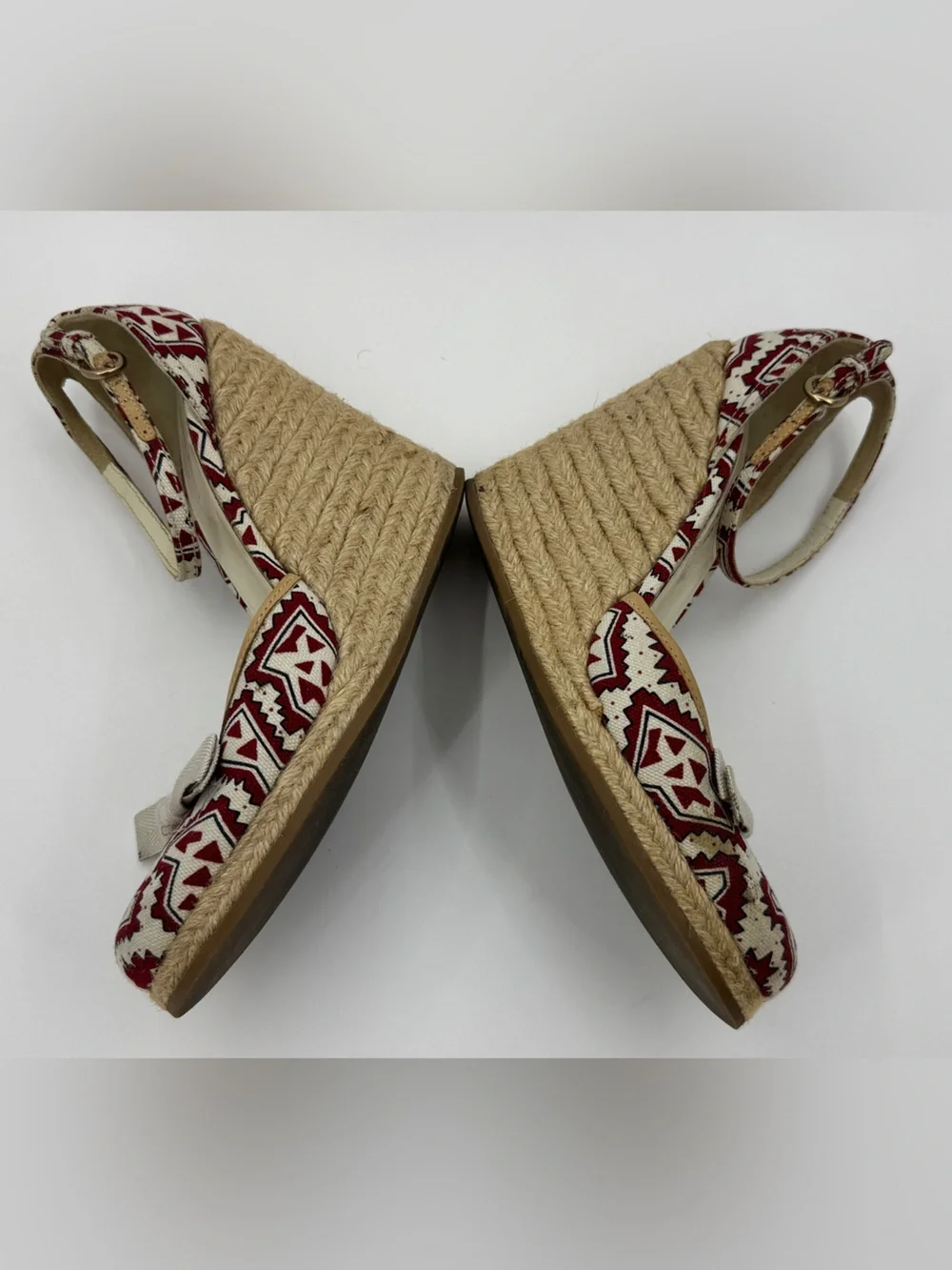 Miu Miu Slingback Wedge Espadrille Multicolor Logo Printed Canvas Ankle Strap 37